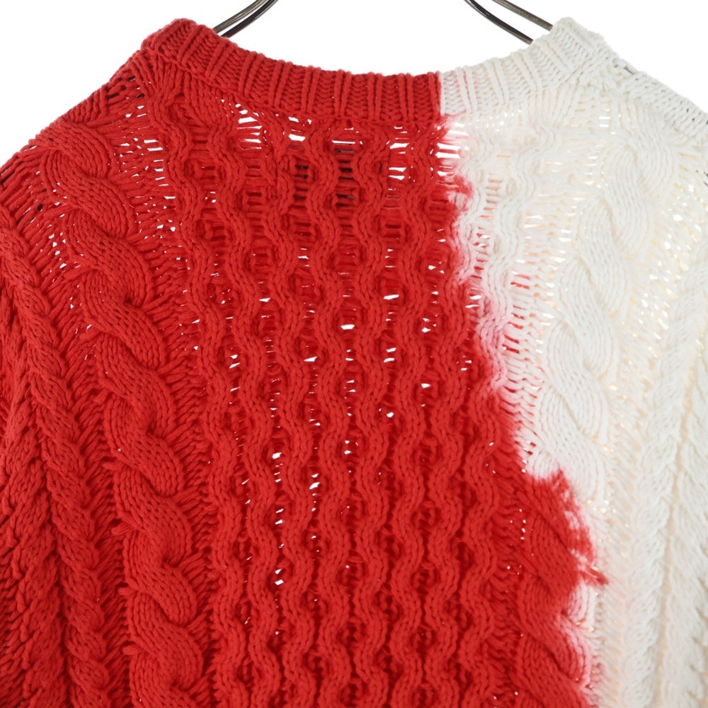 STUSSY(ステューシー) Tie Dye Fisherman Sweater 117188 タイダイ フィッシャーマン クルーネックニットセーター レッド/ホワイト