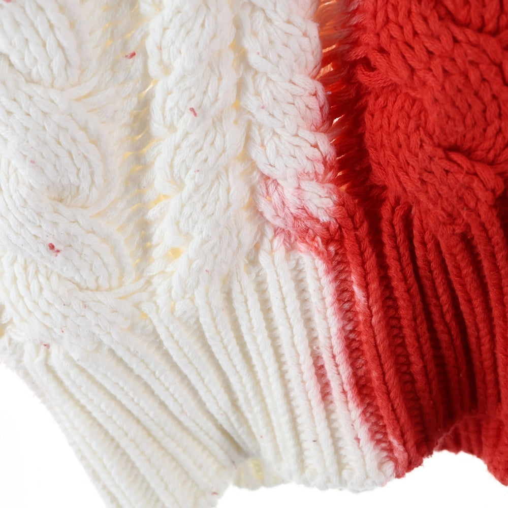 STUSSY(ステューシー) Tie Dye Fisherman Sweater 117188 タイダイ フィッシャーマン クルーネックニットセーター レッド/ホワイト