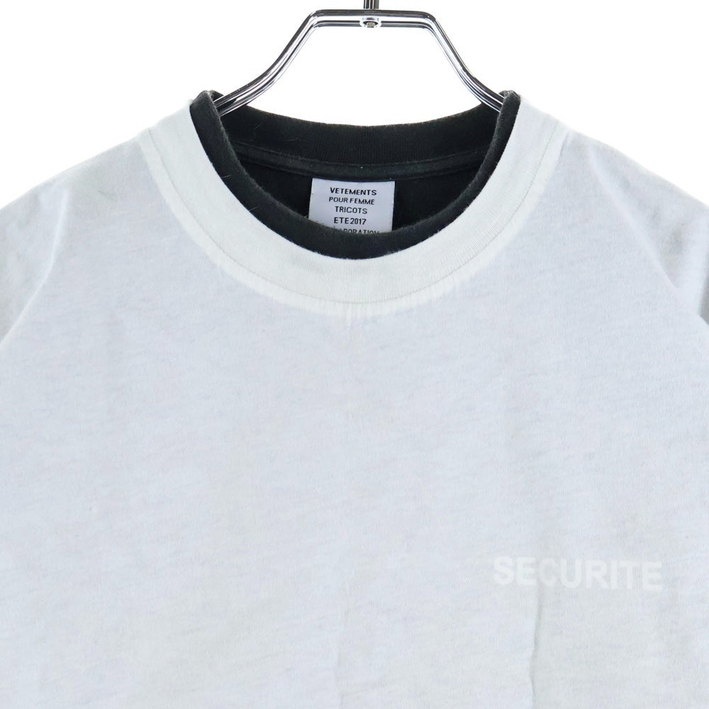 VETEMENTS(ヴェトモン) 17SS ×Hanes Oversized Double-Layer Tee WSS17HA10 ×ヘインズ オーバーサイズ ダブルレイヤード クルーネック半袖Tシャツカットソー ホワイト/ブラック