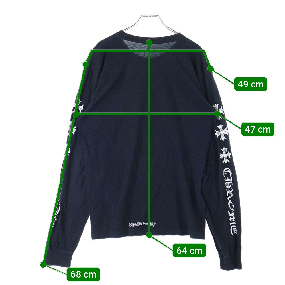 CHROME HEARTS(クロムハーツ) Arm Cross Print L/S Tee アームクロスプリントクルーネックロングスリーブTシャツカットソー ロンT ブラック