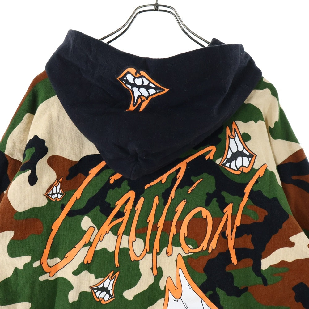 CHROME HEARTS(クロムハーツ) 22SS ×MATTY BOY PPO CAUTION HD PLVR マッティボーイ カモフラ総柄 チョンパープリントスウェット プルオーバーパーカー カーキ