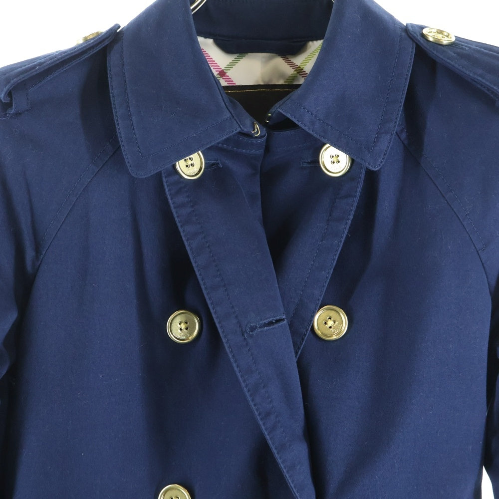 COACH(コーチ) 裏地チェック柄 コットン トレンチコート ネイビー