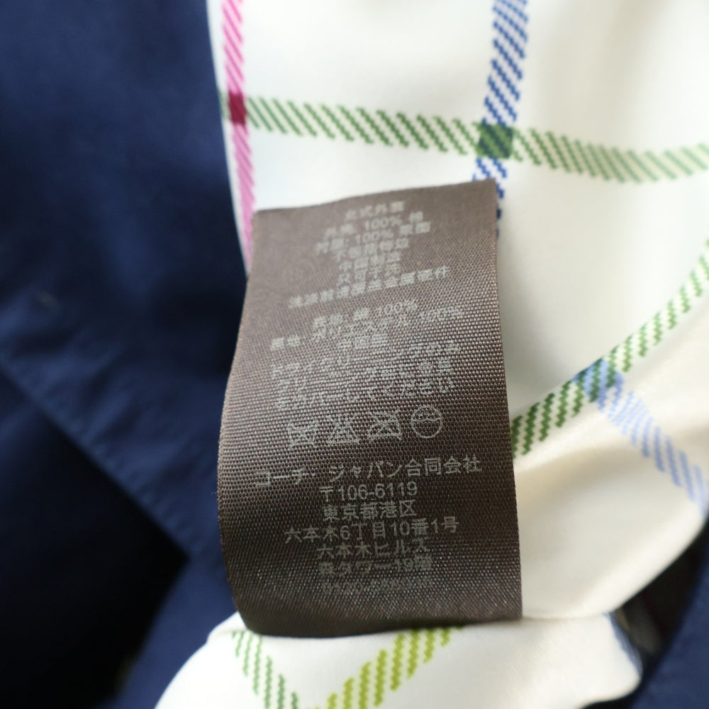 COACH(コーチ) 裏地チェック柄 コットン トレンチコート ネイビー