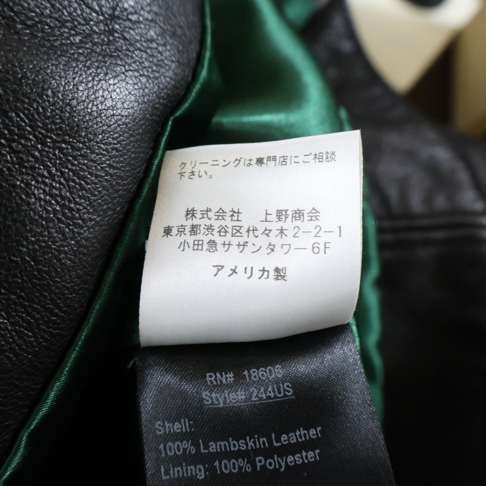 SCHOTT(ショット) 244US ラムレザー シングルライダースジャケット レザージャケット ブラック 7615