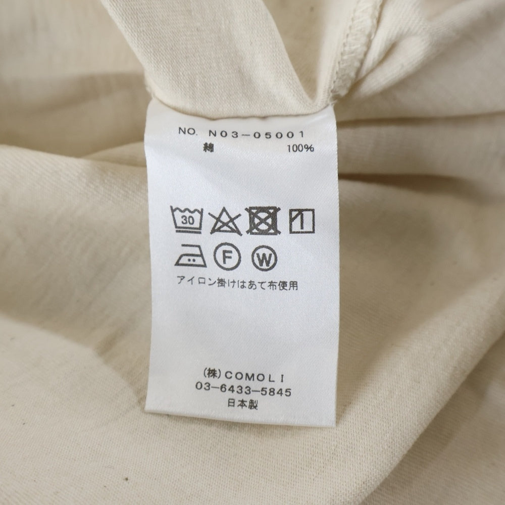 COMOLI(コモリ) Football T-shirt N03-05001 フットボールTシャツ クルーネック長袖Tシャツカットソー ロングスリーブ ロンT ベージュ