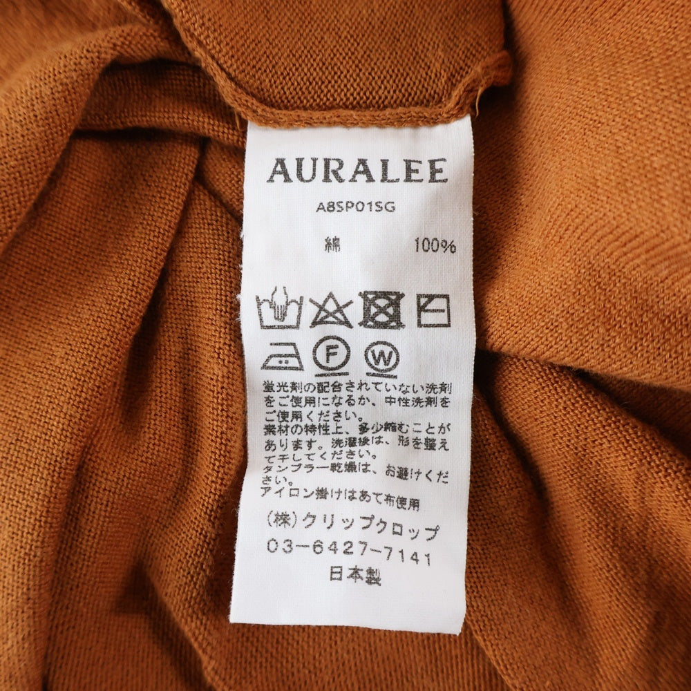 AURALEE(オーラリー) SUPERFINE HIGH GAUGE KNIT BIG POLO A8SP01SG スーパーファインハイゲージビッグニットポロ 半袖ポロシャツ オレンジ