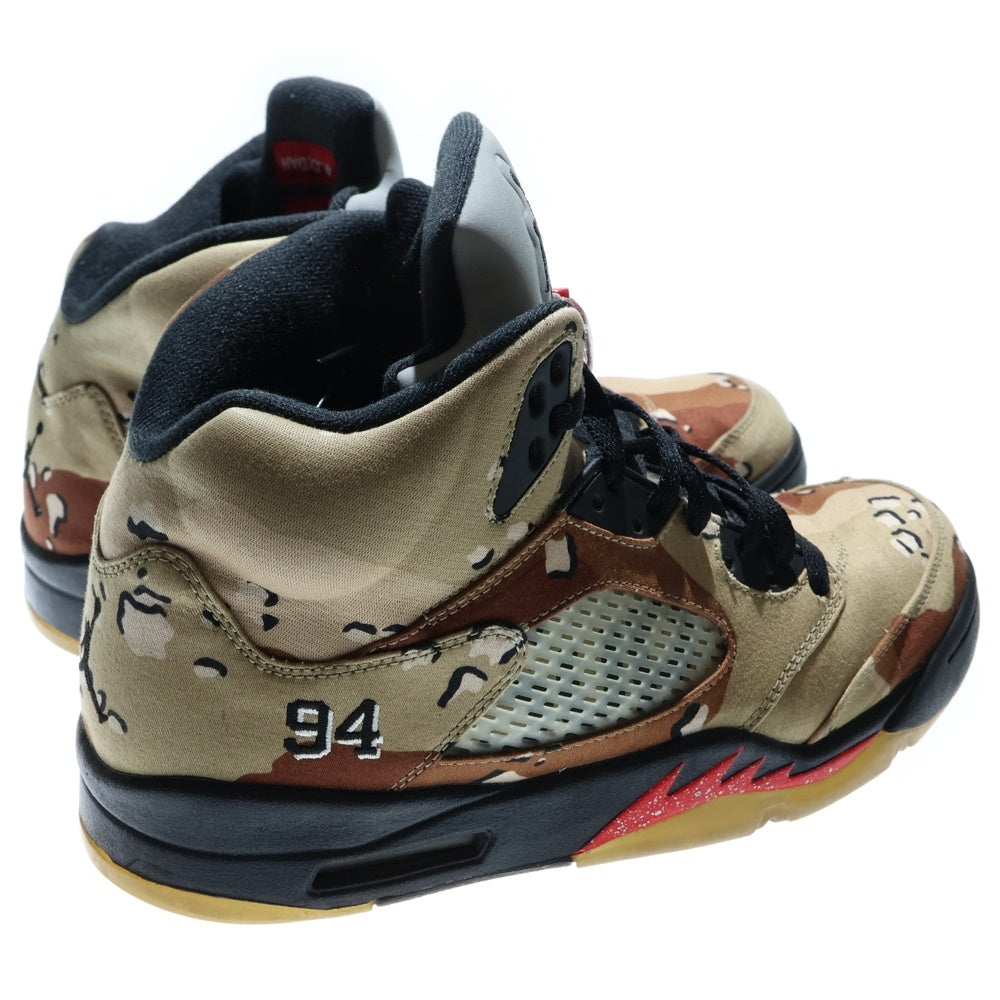 NIKE(ナイキ) 【観賞用 2015年製】 15AW ×Supreme AIR JORDAN 5 RETRO DESERT CAMO 824371‐201 エアジョーダン5 デザートカモ ハイカットスニーカー ベージュ US10/28cm