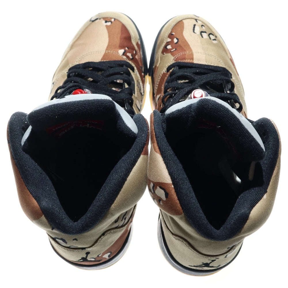 NIKE(ナイキ) 【観賞用 2015年製】 15AW ×Supreme AIR JORDAN 5 RETRO DESERT CAMO 824371‐201 エアジョーダン5 デザートカモ ハイカットスニーカー ベージュ US10/28cm