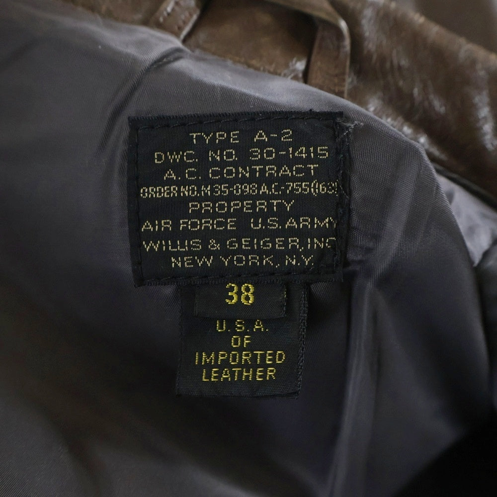 WILLIS&GEIGER(ウィルスガイガー) TYPE A-2 レザージャケット 30-145 ブラウン