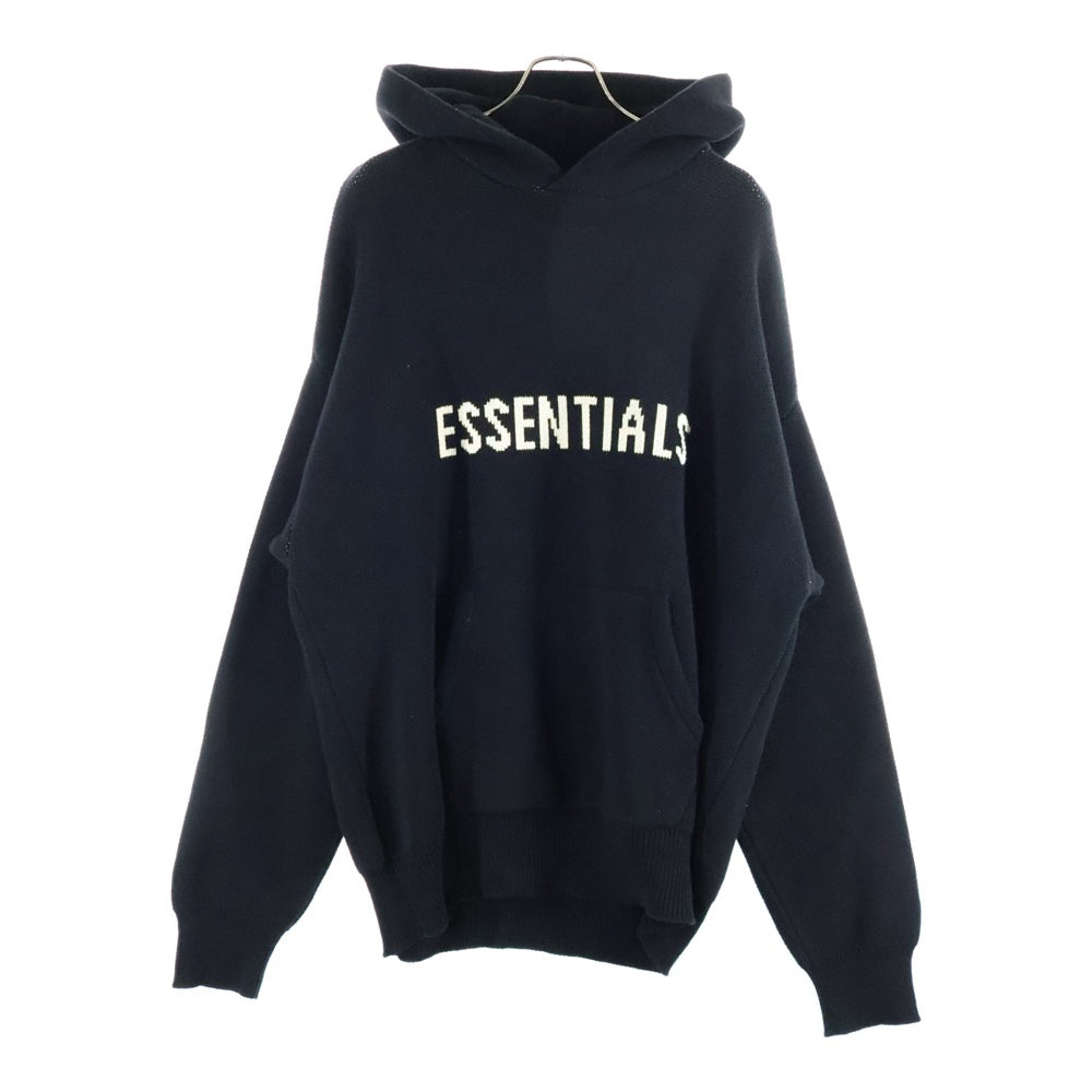 FOG Essentials(エフオージー エッセンシャルズ) Knit Logo Hoodie フロントロゴ ニットパーカー フーディ ブラック