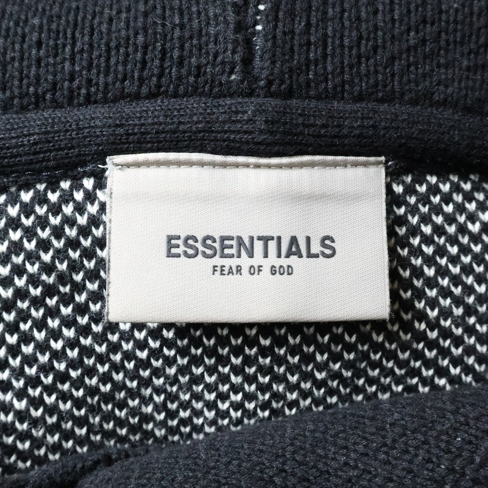 FOG Essentials(エフオージー エッセンシャルズ) Knit Logo Hoodie フロントロゴ ニットパーカー フーディ ブラック