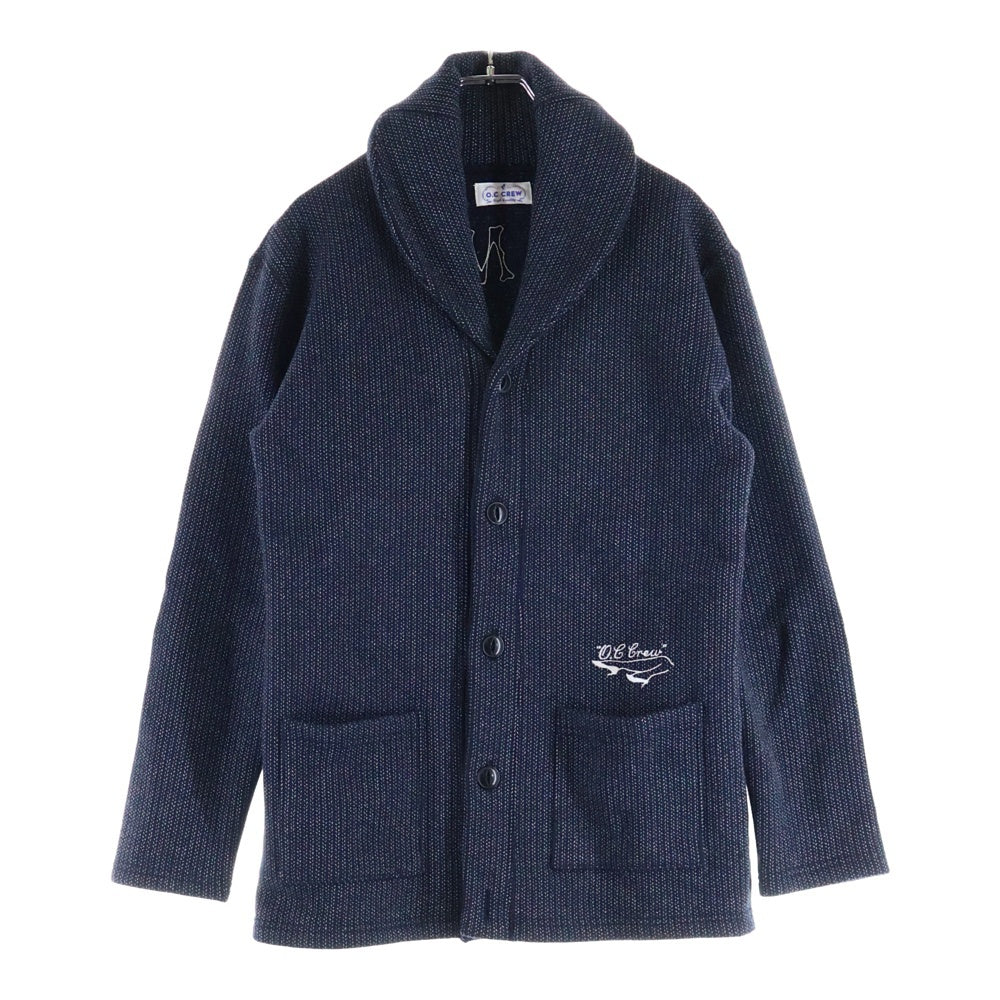 NO BRAND(ノーブランド) O.C CREW【オーシークルー】 Wool Jacket CLANKED バック刺繍 ウール ボタンジャケット ネイビー/ホワイト
