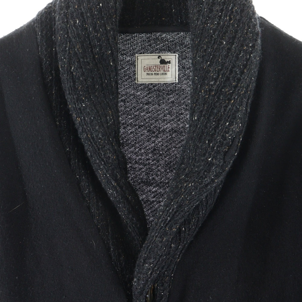 GANGSTERVILLE(ギャングスタービル) チェーン ロゴ 刺繍 ニット カーディガン ブラック GSV-11-FW-09