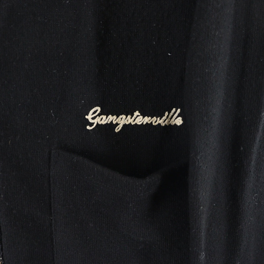 GANGSTERVILLE(ギャングスタービル) チェーン ロゴ 刺繍 ニット カーディガン ブラック GSV-11-FW-09
