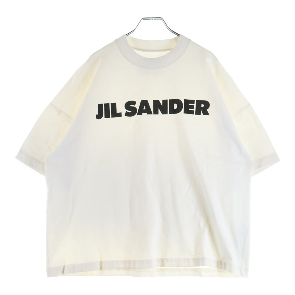 JIL SANDER(ジルサンダー) オーバーサイズ ロゴプリント クルーネック半袖Tカットソー ホワイト J21GC0001 J45148