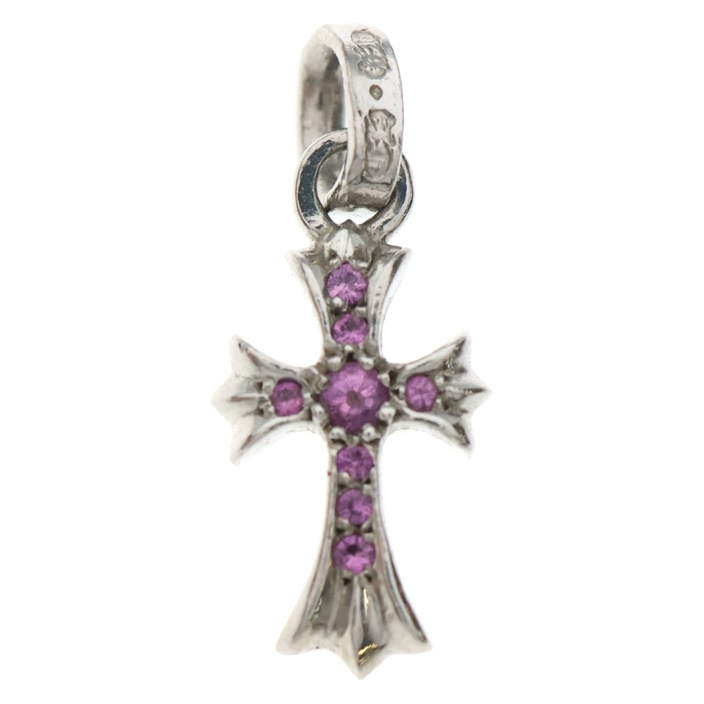 CHROME HEARTS(クロムハーツ) 18KWG CRS BBYFAT P/SAP ベイビーファットクロス PAVEピンクサファイア ペンダントトップ ホワイトゴールド