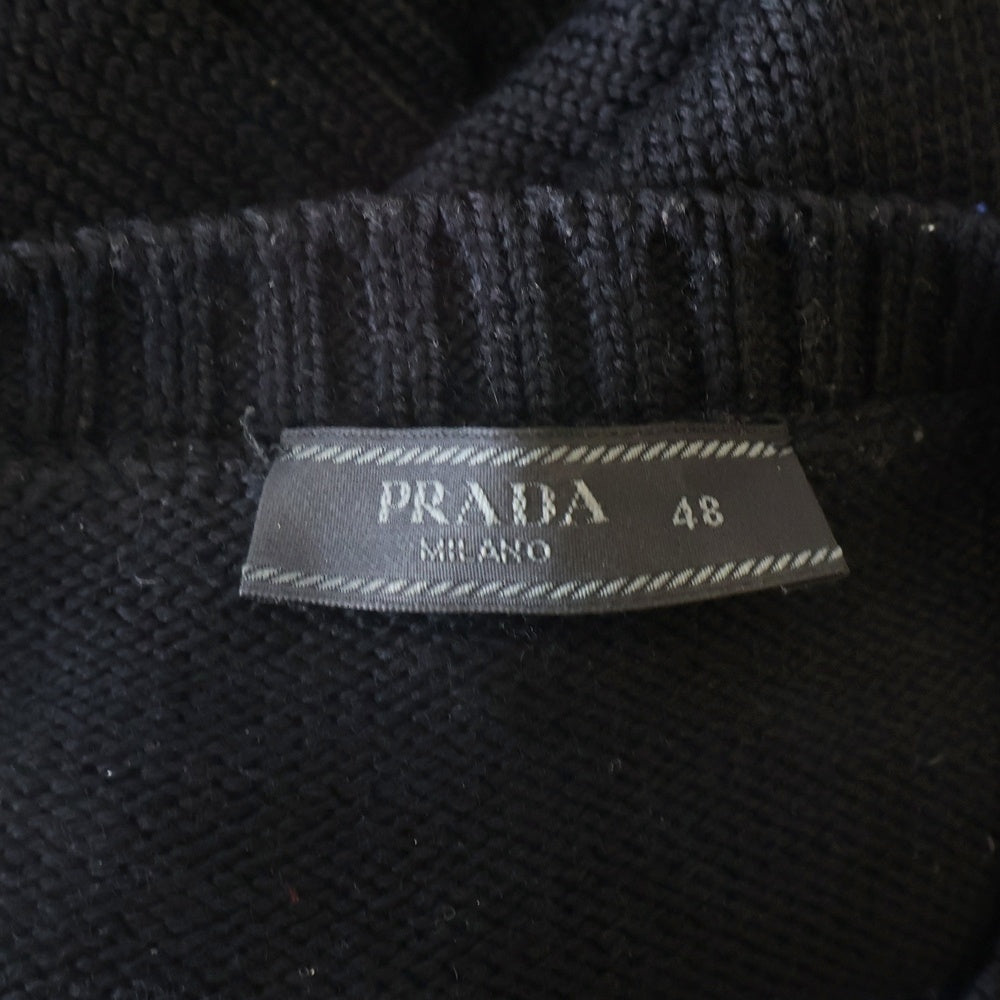 PRADA(プラダ) RE-NYLON Triangle Logo Kint UMB049 S202 リナイロン トライアングルロゴ クルーネックニットセーター ブラック