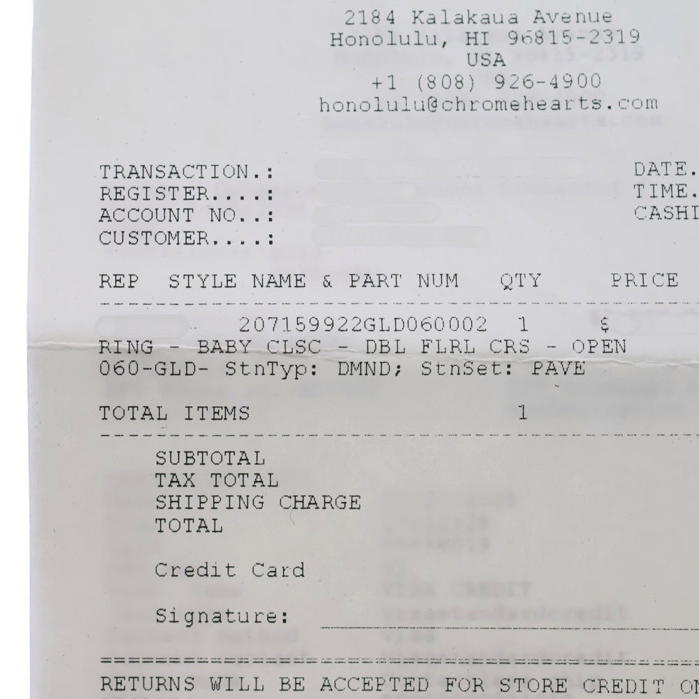 CHROME HEARTS(クロムハーツ) 22K BABY CLSC P D ベイビークラシックダブルフローラル PAVEダイヤ ゴールドリング