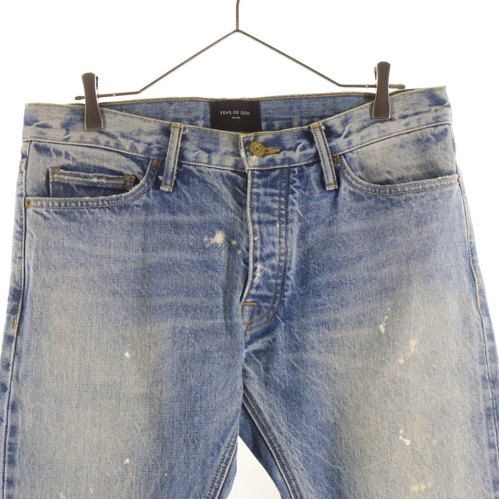 FEAR OF GOD(フィアオブゴッド) ペイントブリーチ加工スキニーパンツ 184103 インディゴ