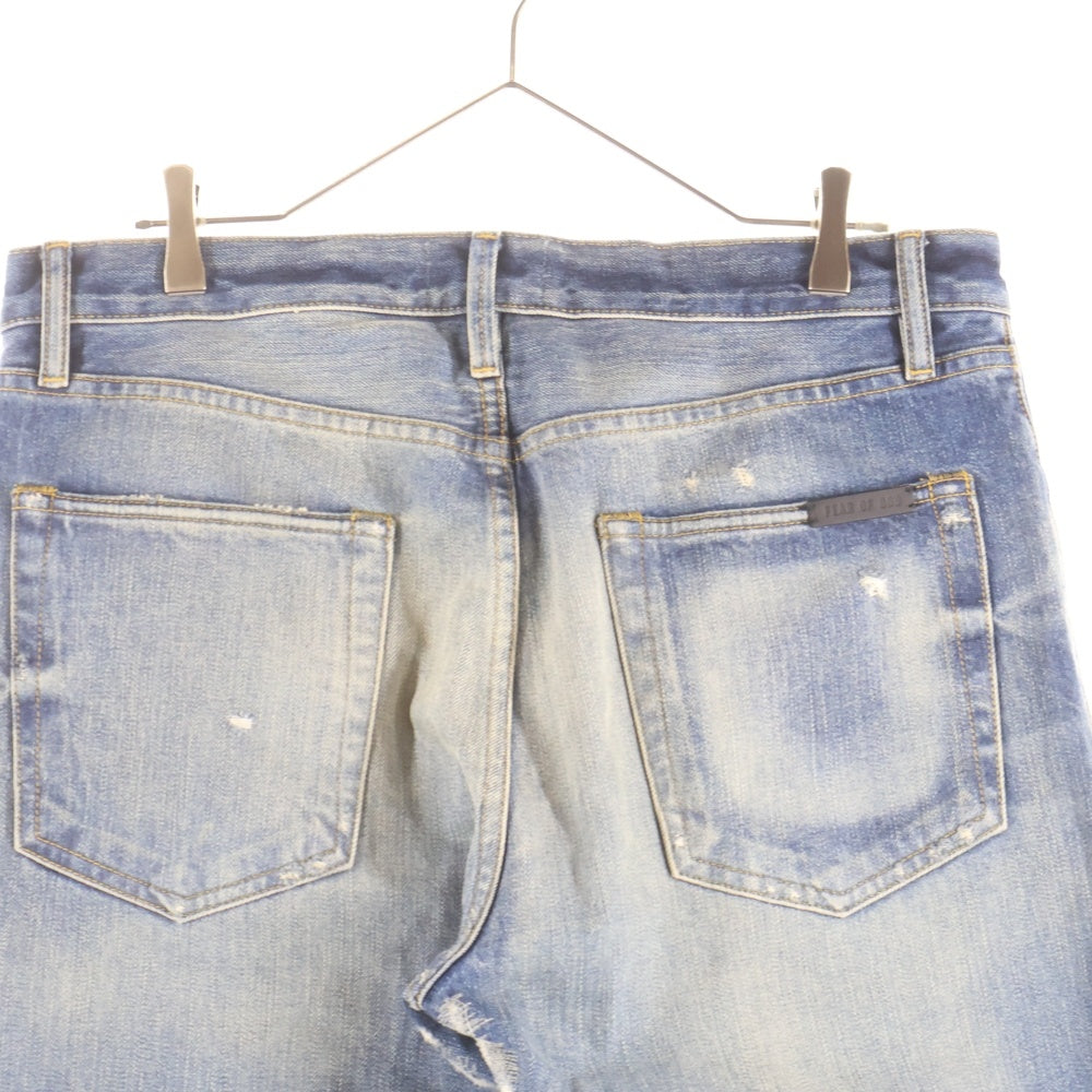 FEAR OF GOD(フィアオブゴッド) 7TH COLLECTION Vintage Jeans FG40-015 HWD カットオフ ウォッシュダメージ加工デニムパンツ インディゴ