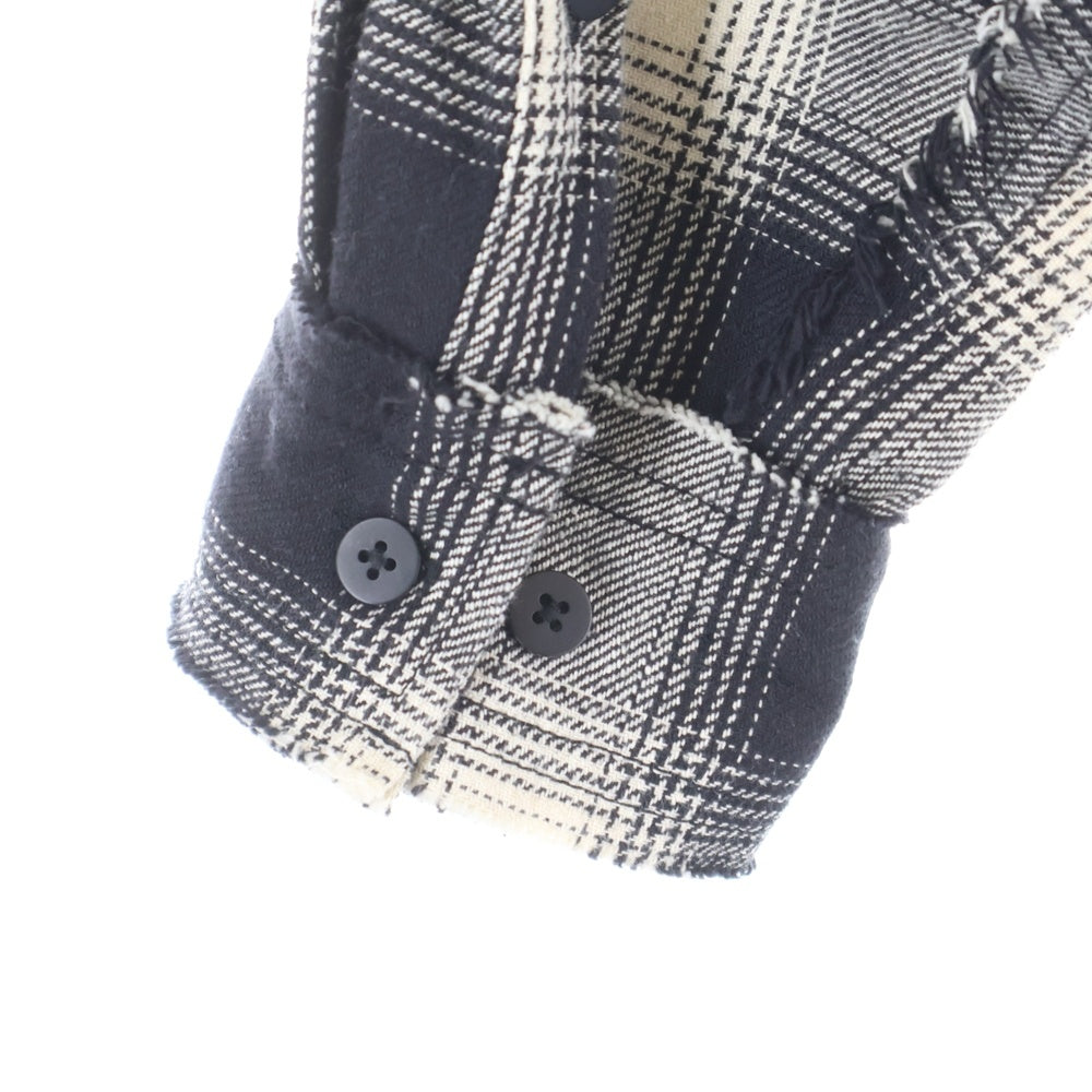 APPLEBUM(アップルバム) Cut Off Nel Shirt 2420203 カットオフネルシャツ チェック柄長袖シャツ ブラック/ホワイト