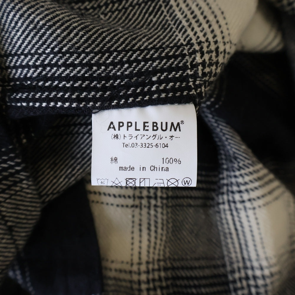APPLEBUM(アップルバム) Cut Off Nel Shirt 2420203 カットオフネルシャツ チェック柄長袖シャツ ブラック/ホワイト