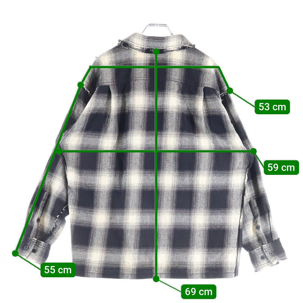 APPLEBUM(アップルバム) Cut Off Nel Shirt 2420203 カットオフネルシャツ チェック柄長袖シャツ ブラック/ホワイト