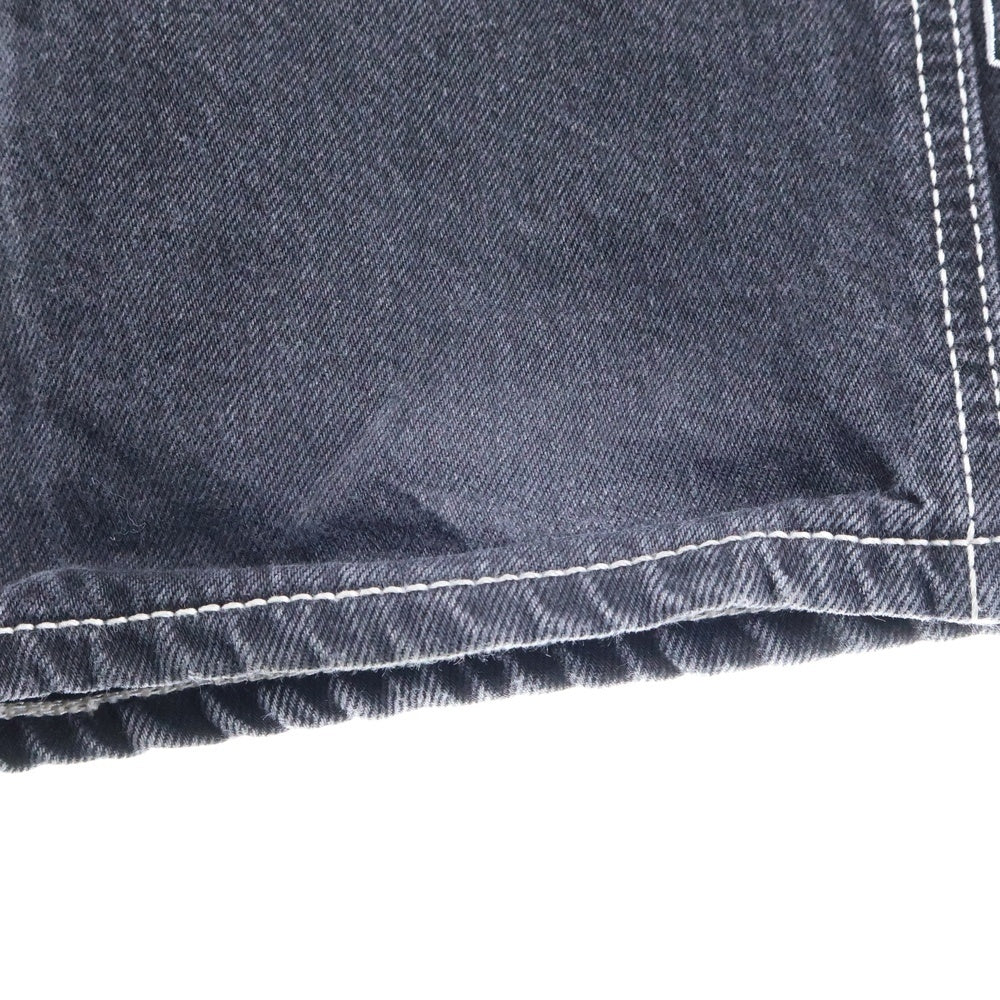 THE BLACK EYE PATCH(ブラックアイパッチ) サイドロゴ刺繍 ステッチデザイン ワイドデニムパンツ ジーンズ グレー