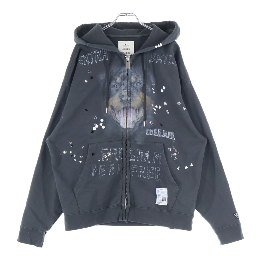 MAISON MIHARAYASUHIRO(メゾンミハラヤスヒロ) Animal Printed Embellished Distressed Hoodie J15PK721 アニマル プリンテッド エンベリッシュド ディストレスド フーディー パーカー