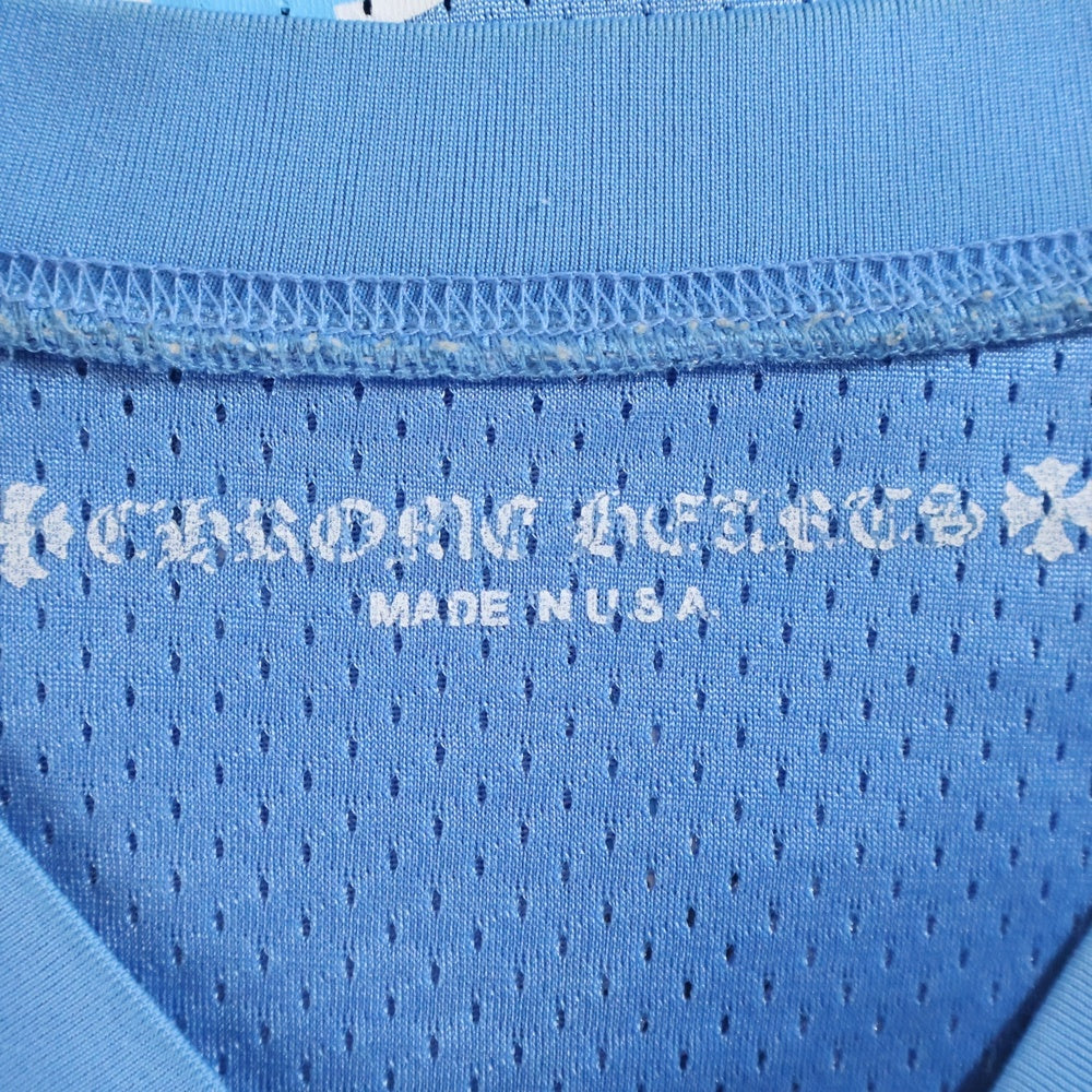 CHROME HEARTS(クロムハーツ) MESH WARM UP JERSEY メッシュ バーシティー ジャージー CHプリントメッシュ 長袖Tシャツカットソー ブルー