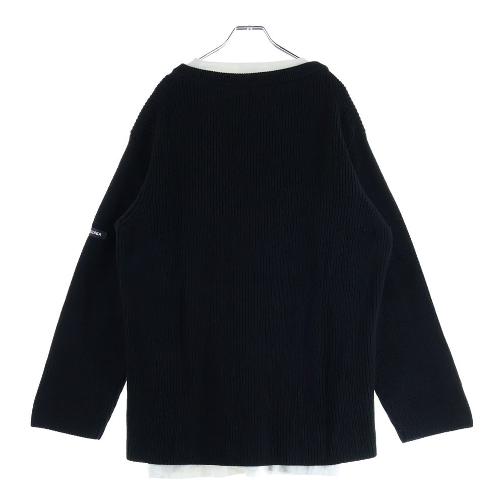 BALENCIAGA(バレンシアガ) 21AW Layered Sweater 678555 T3218 Tシャツレイヤード クルーネックニットセーター ブラック