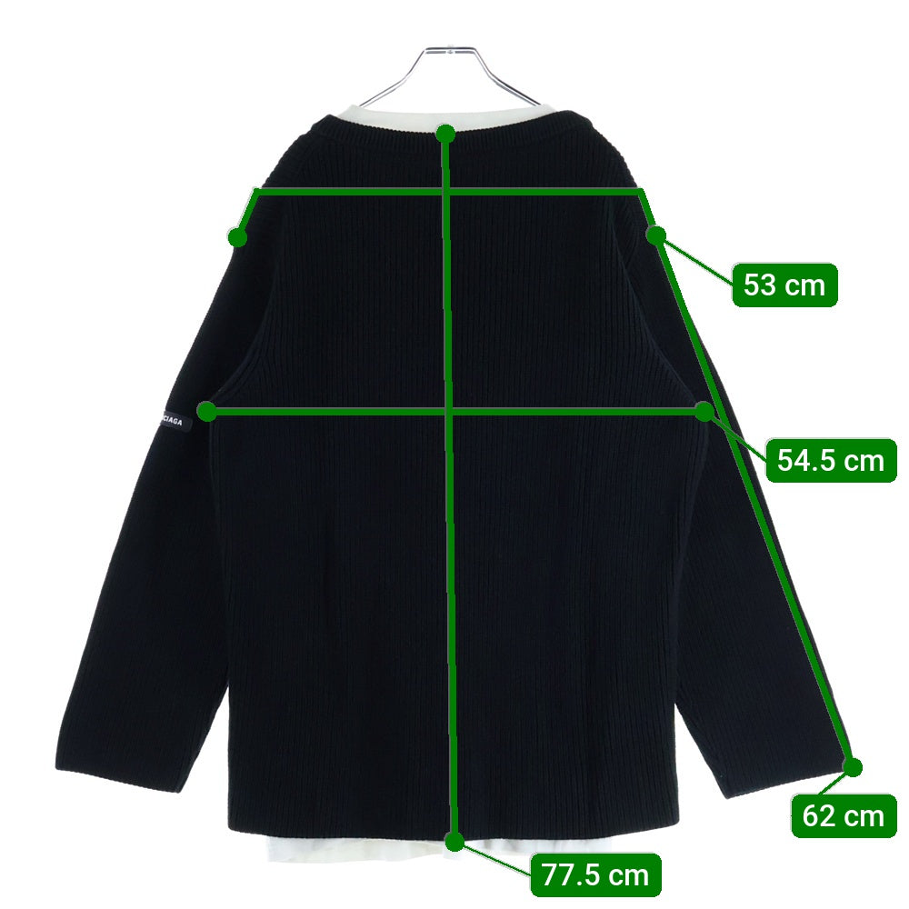 BALENCIAGA(バレンシアガ) 21AW Layered Sweater 678555 T3218 Tシャツレイヤード クルーネックニットセーター ブラック