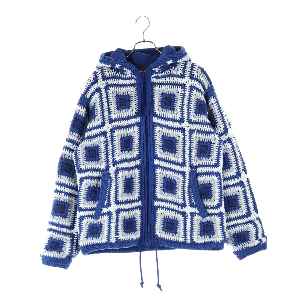 SUPREME(シュプリーム) 20AW Crochet Hooded Zip Up Sweater クロシェジップアップパーカー フーディー ブルー