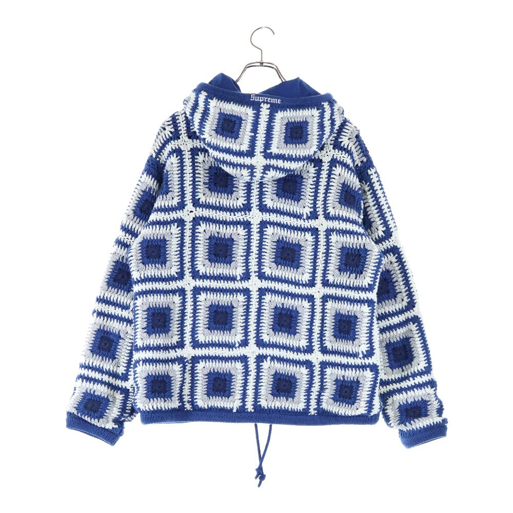 SUPREME(シュプリーム) 20AW Crochet Hooded Zip Up Sweater クロシェジップアップパーカー フーディー ブルー