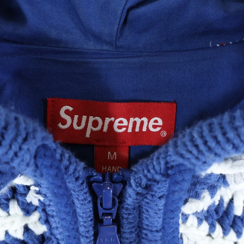 SUPREME(シュプリーム) 20AW Crochet Hooded Zip Up Sweater クロシェジップアップパーカー フーディー ブルー