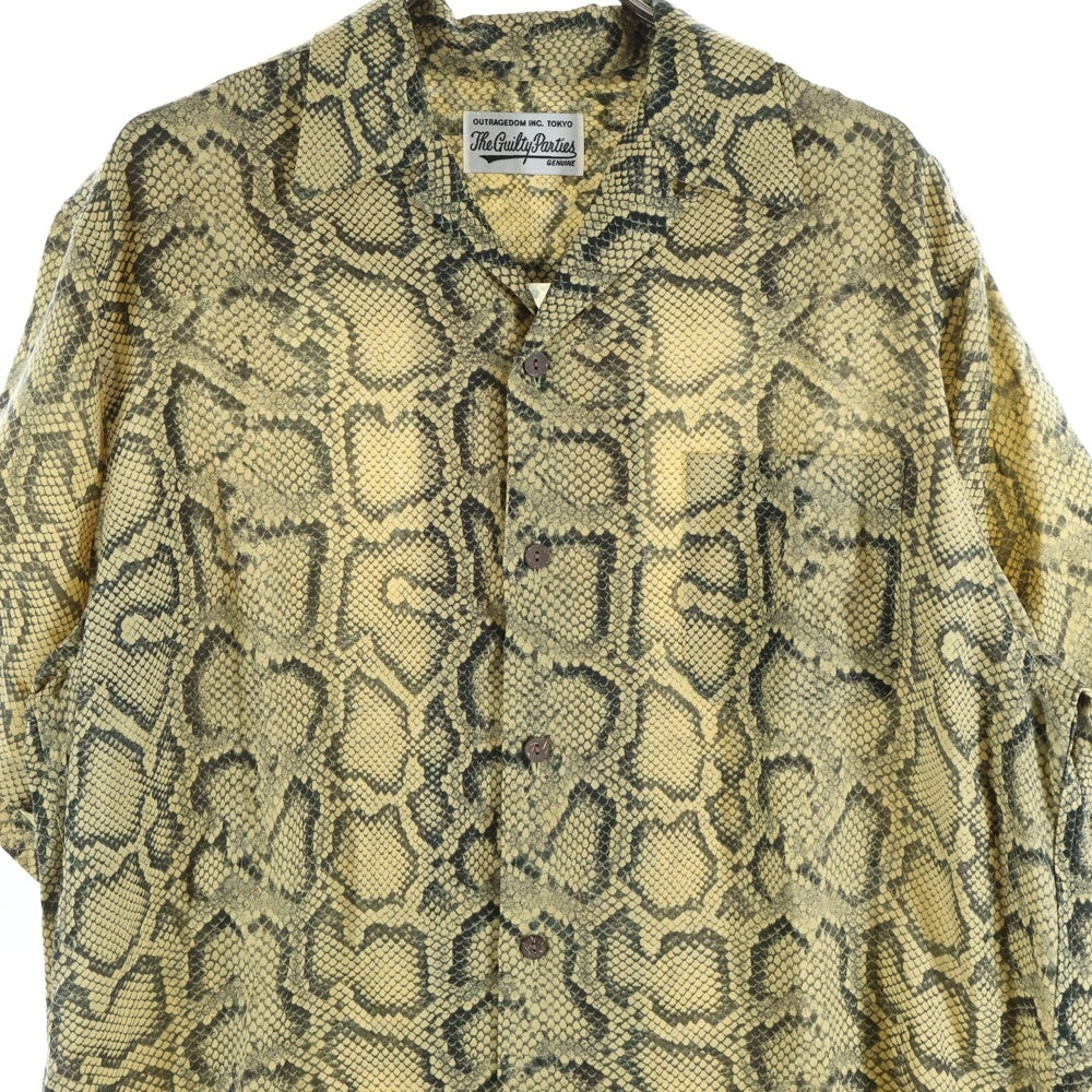 WACKO MARIA(ワコマリア) PYTHON HAWAIIAN SHIRT S/S パイソンプリント 開襟シャツ 半袖シャツ イエロー