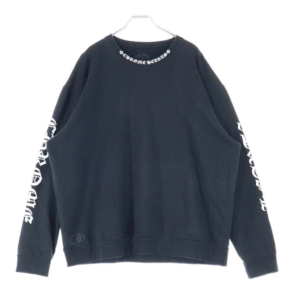 CHROME HEARTS(クロムハーツ) SWTSHRT PLVR ネックロゴ クルーネックスウェットトレーナー ブラック