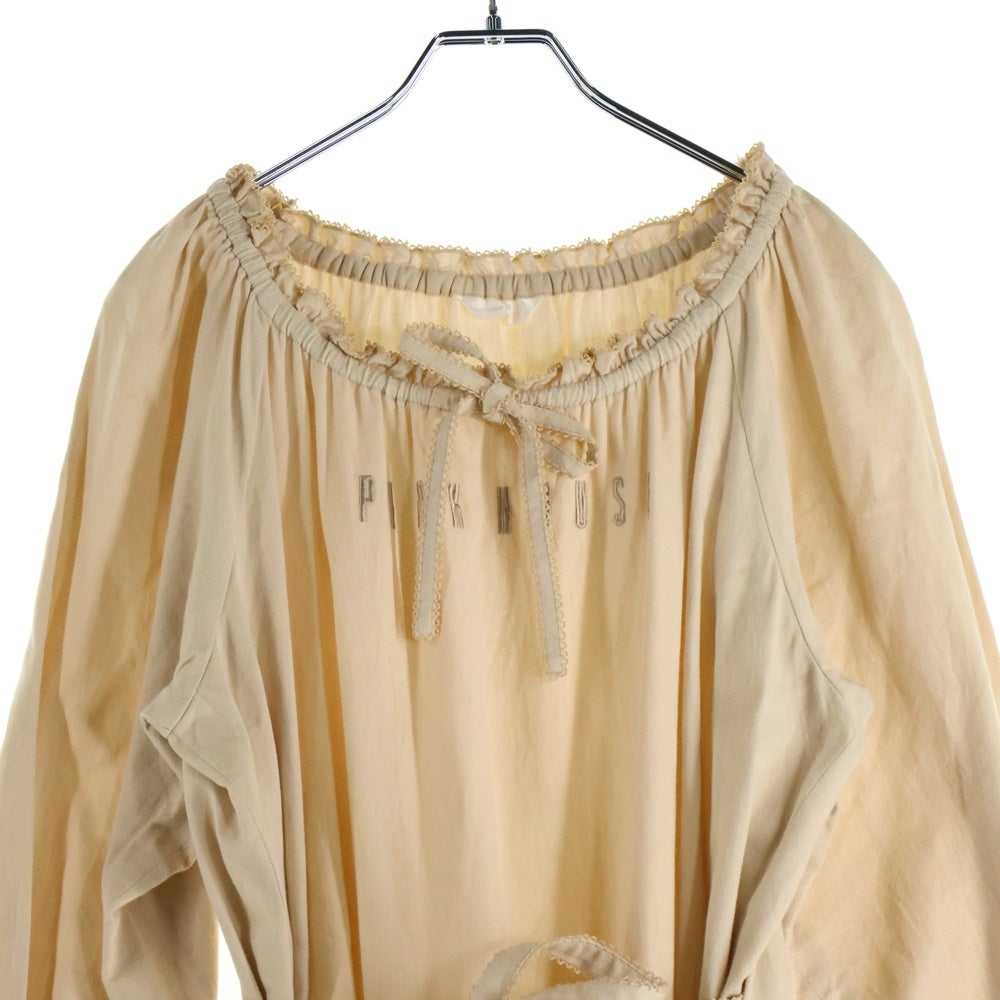 NO BRAND(ノーブランド) PINKHOUSE (ピンクハウス) 裏地裾布帛ピコフリル使いワンピース アイボリー A2131FAY183