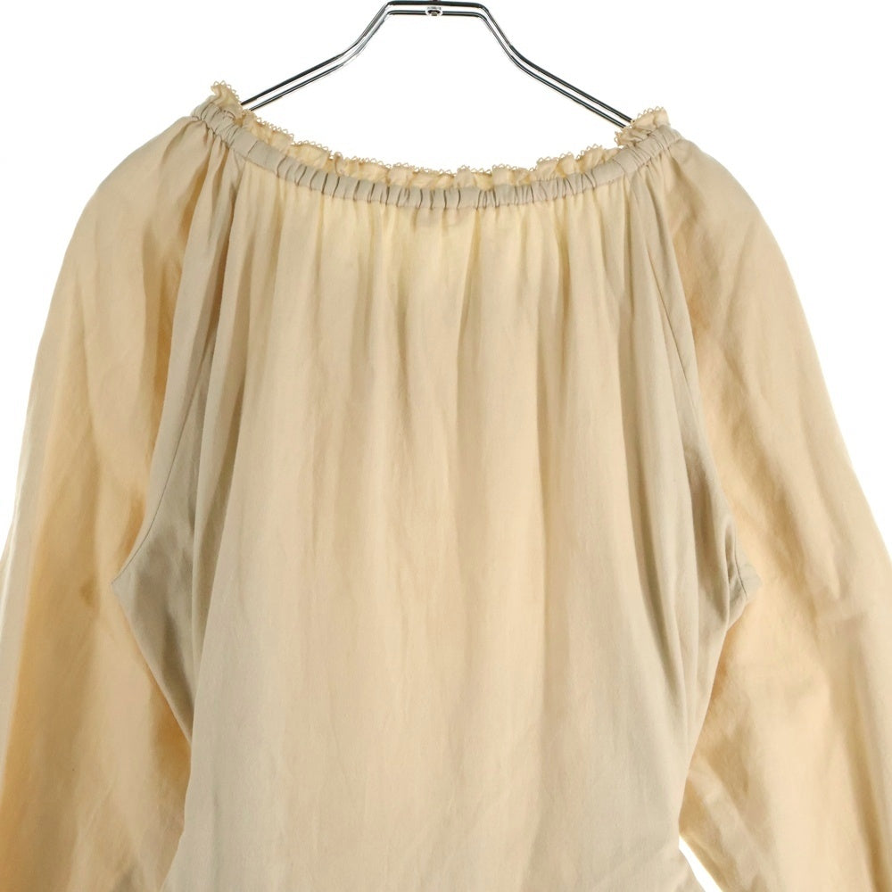 NO BRAND(ノーブランド) PINKHOUSE (ピンクハウス) 裏地裾布帛ピコフリル使いワンピース アイボリー A2131FAY183