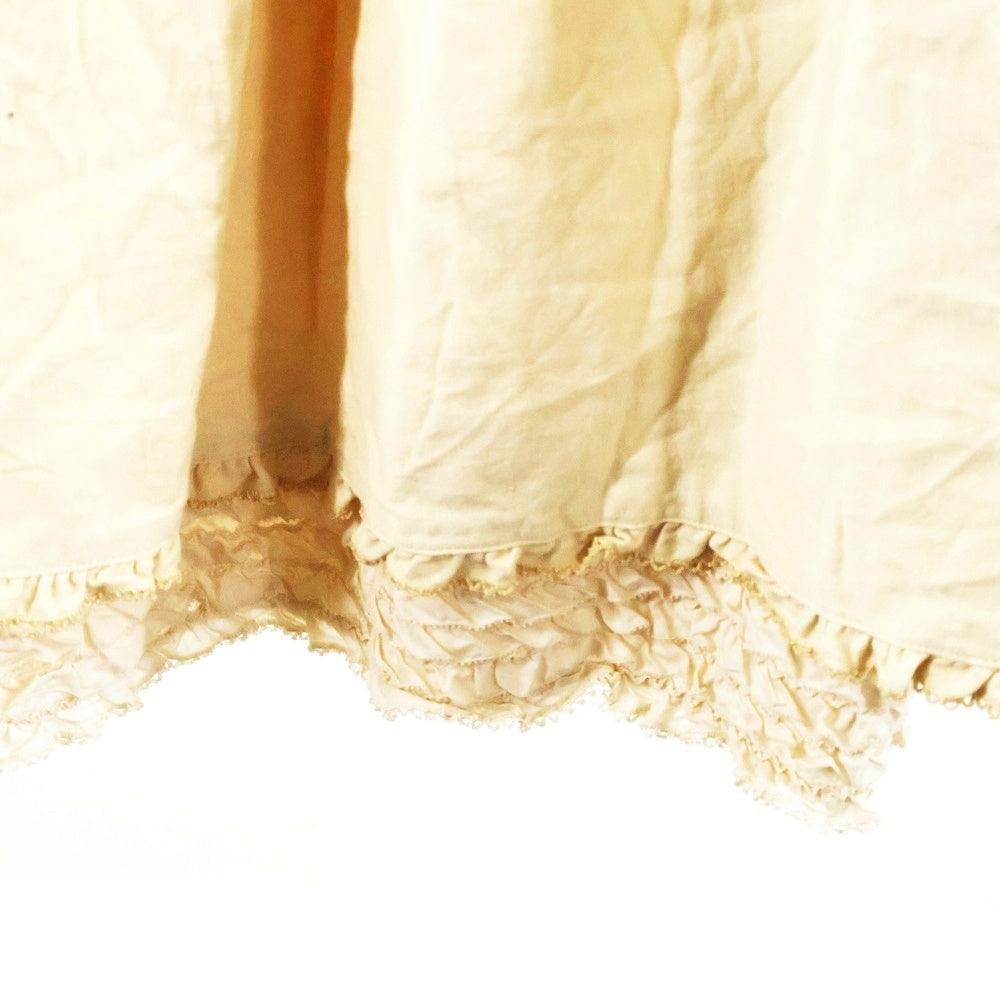 NO BRAND(ノーブランド) PINKHOUSE (ピンクハウス) 裏地裾布帛ピコフリル使いワンピース アイボリー A2131FAY183