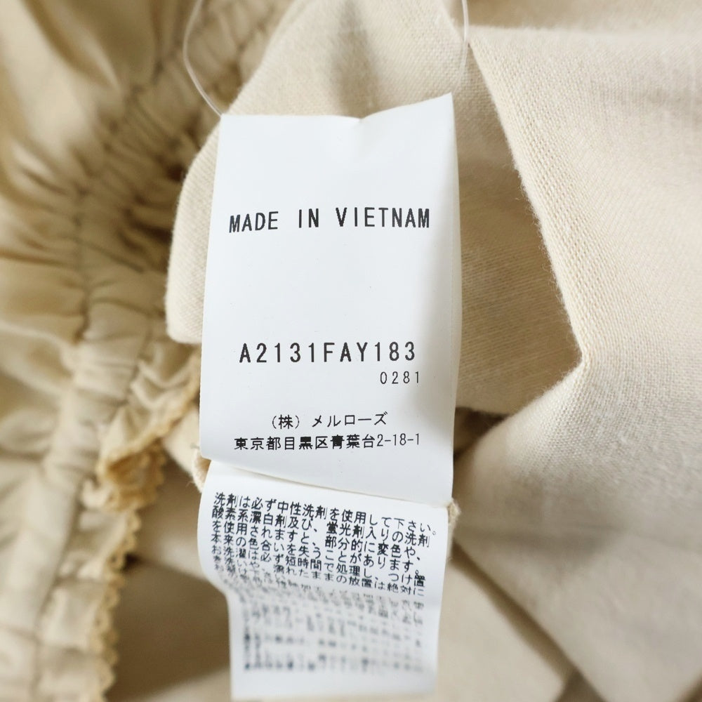 NO BRAND(ノーブランド) PINKHOUSE (ピンクハウス) 裏地裾布帛ピコフリル使いワンピース アイボリー A2131FAY183