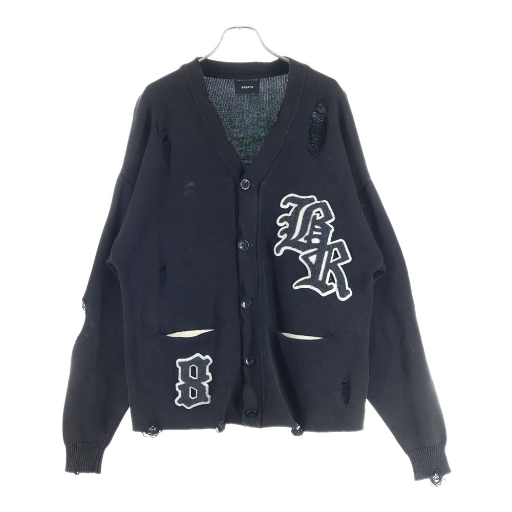 BREATH(ブレス) 22AW CRUSH LETTERED CARDIGAN BR22AW-N3002 クラッシュ ニットカーディガン ブラック