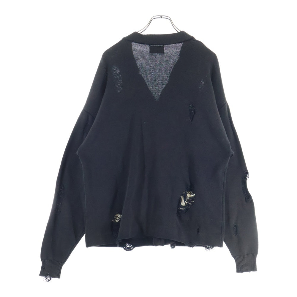 BREATH(ブレス) 22AW CRUSH LETTERED CARDIGAN BR22AW-N3002 クラッシュ ニットカーディガン ブラック