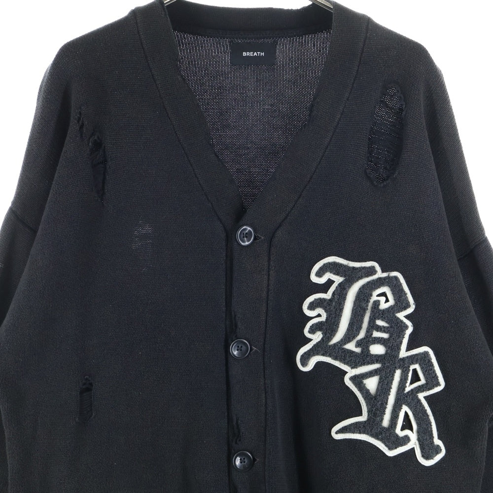 BREATH(ブレス) 22AW CRUSH LETTERED CARDIGAN BR22AW-N3002 クラッシュ ニットカーディガン ブラック