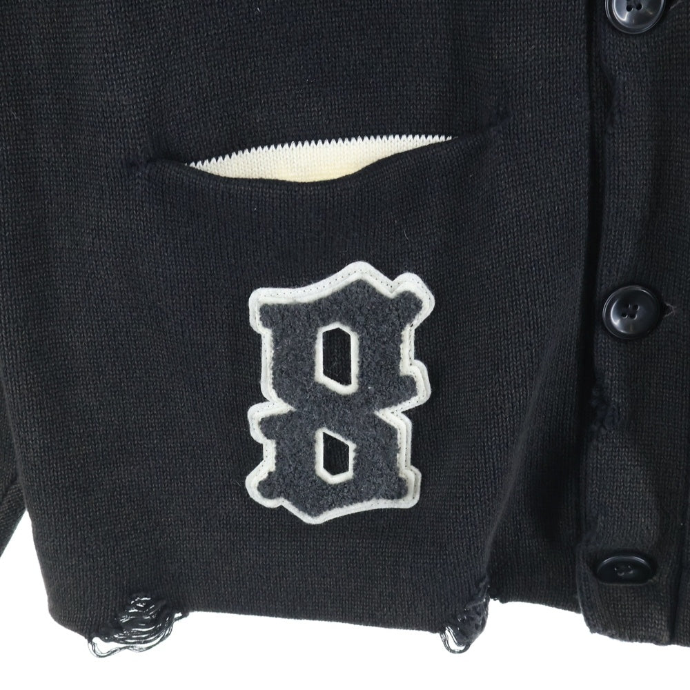 BREATH(ブレス) 22AW CRUSH LETTERED CARDIGAN BR22AW-N3002 クラッシュ ニットカーディガン ブラック