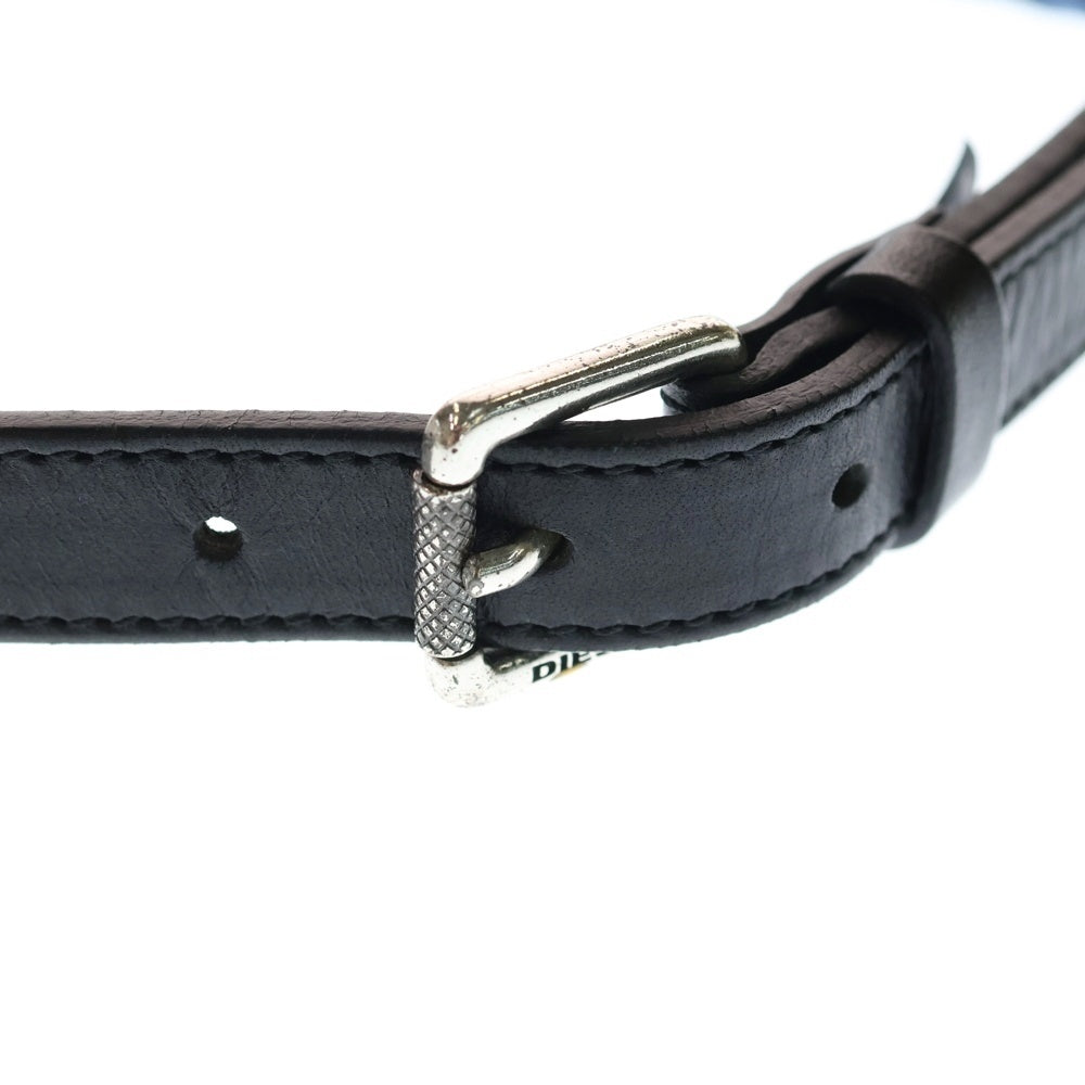 DIESEL(ディーゼル) メッシュ デニム レザー ベルト ブルー/ブラック レディース