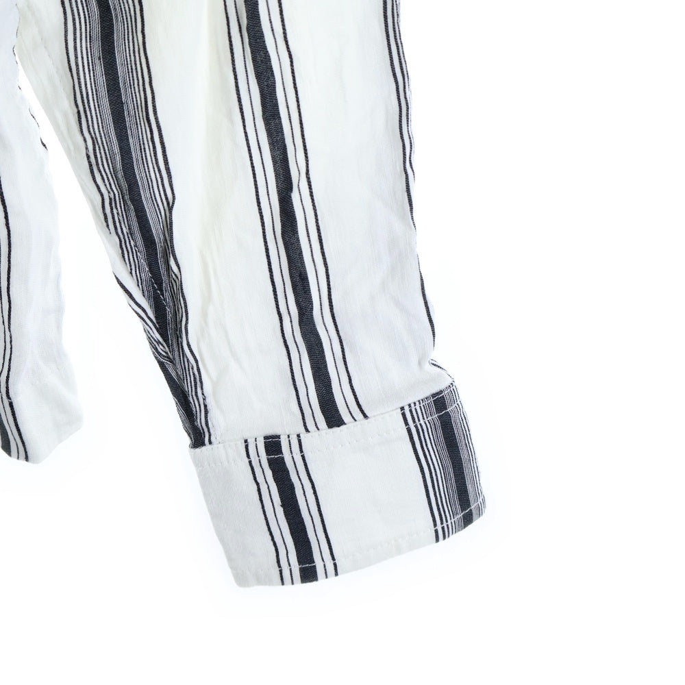 Wales Bonner(ウェールズ ボナー) Volta Jazz ストライプ ジップアップ長袖シャツ ホワイト