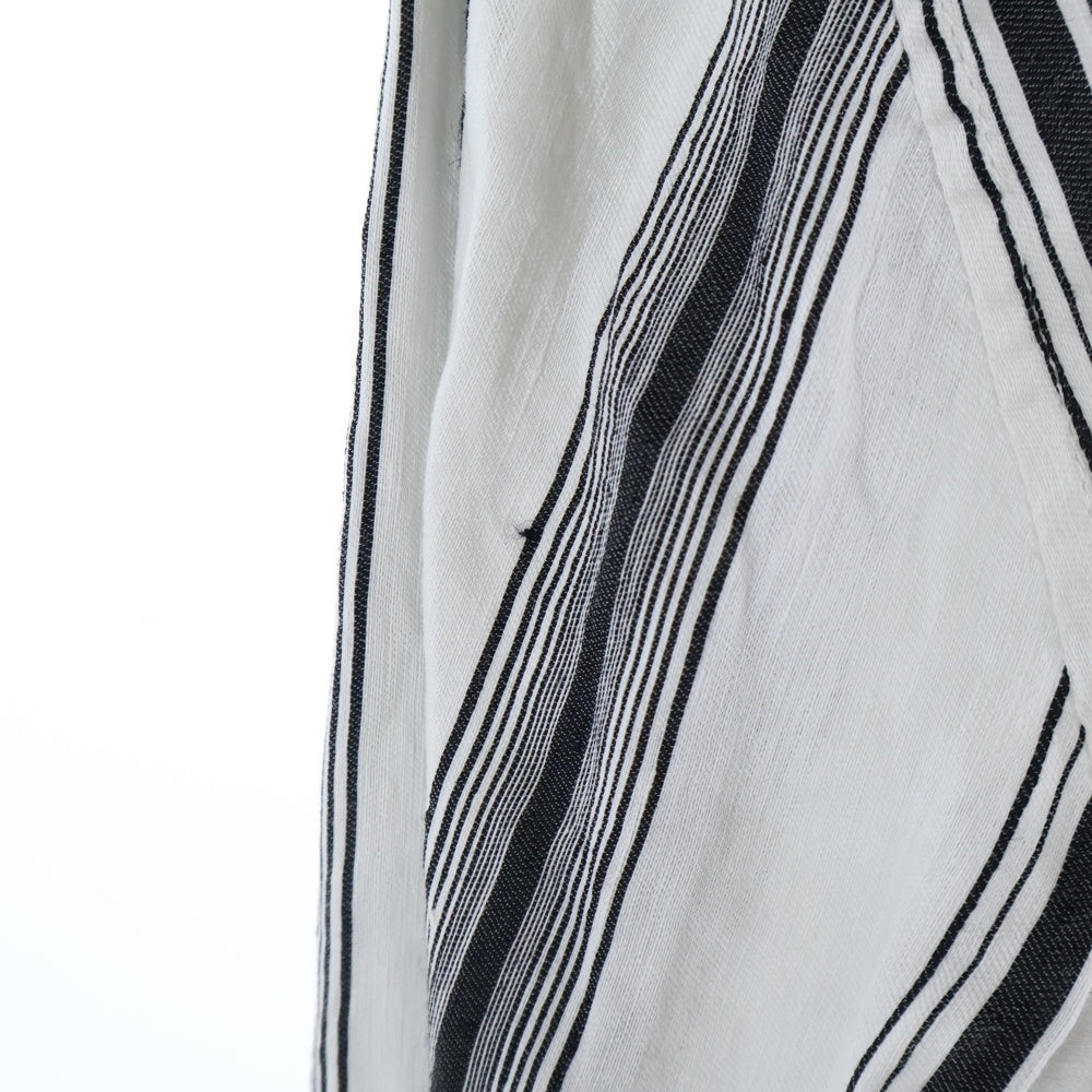 Wales Bonner(ウェールズ ボナー) Volta Jazz ストライプ ジップアップ長袖シャツ ホワイト