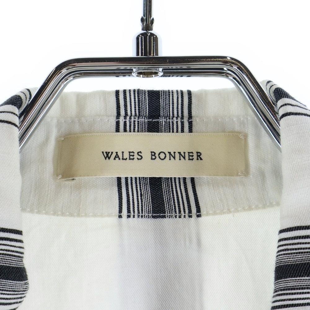 Wales Bonner(ウェールズ ボナー) Volta Jazz ストライプ ジップアップ長袖シャツ ホワイト