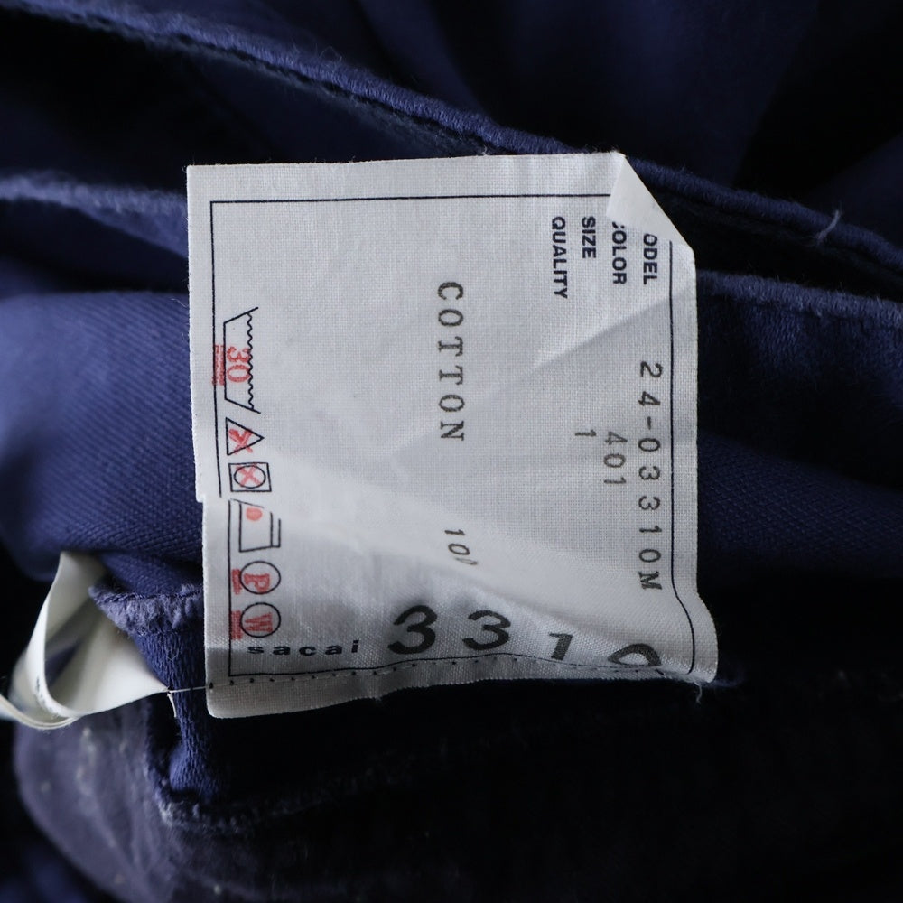 Sacai(サカイ) 24SS Moleskin Pants モールスキンコットンパンツ ネイビー 24-03310M